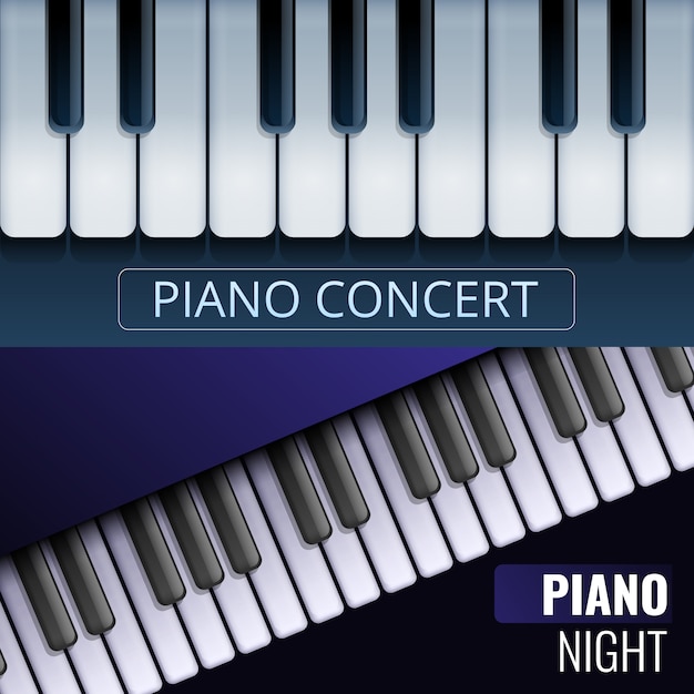 Conjunto de banner de piano de cauda, estilo cartoon