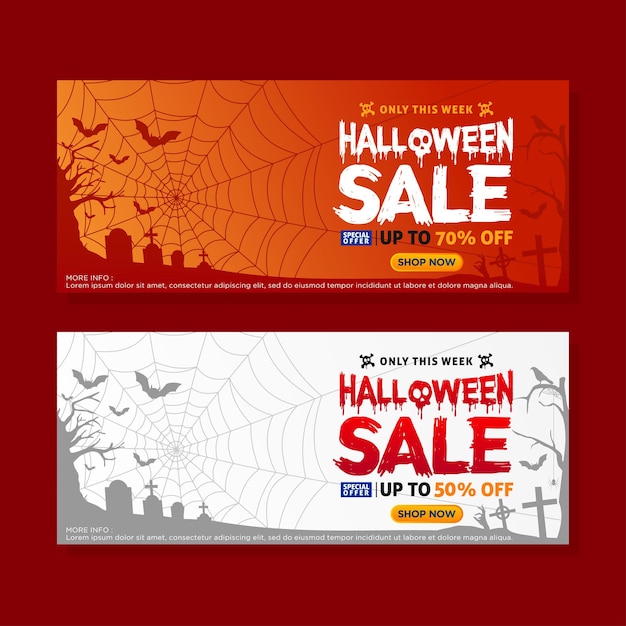 Vetor conjunto de banner de promoção de venda de halloween.