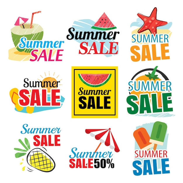 conjunto de banner de venda de verão