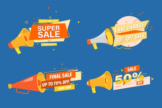 Conjunto de banner de venda ou design de modelo de promoção para web online.