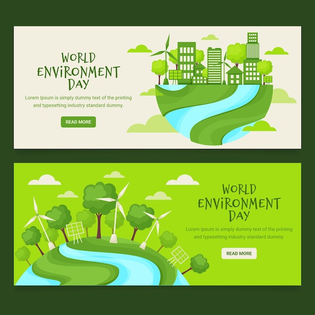 Conjunto de banner do dia do ambiente orgânico do mundo plano