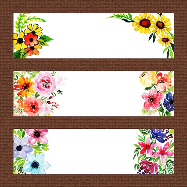 Conjunto de banner floral multiuso aquarela