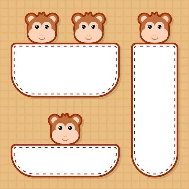 Conjunto de banner fofo com macaco