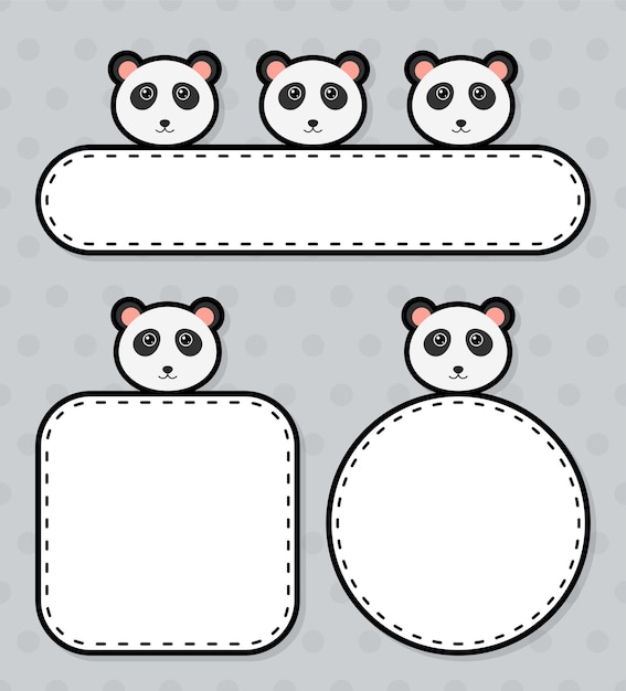 Conjunto de banner fofo com panda