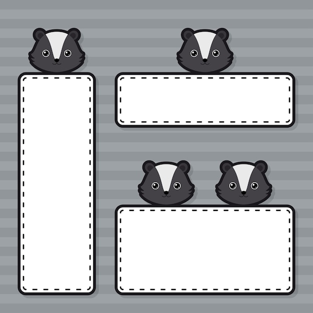 Conjunto de banner fofo com skunk