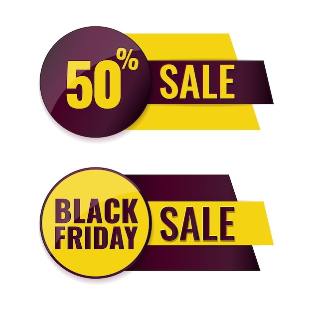 Conjunto de banners da black friday. conceito de etiqueta de publicidade.