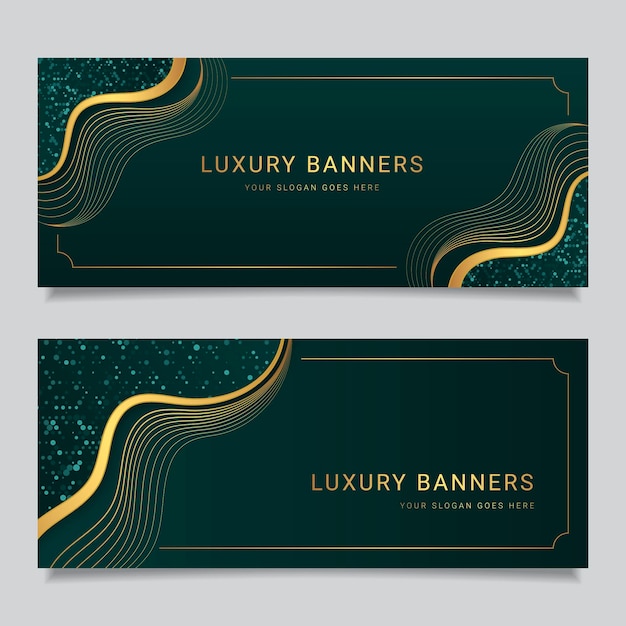 Conjunto de banners de luxo gradiente dourado