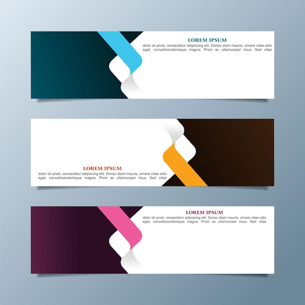 Conjunto de banners de negócios modernos, design de capa da web.