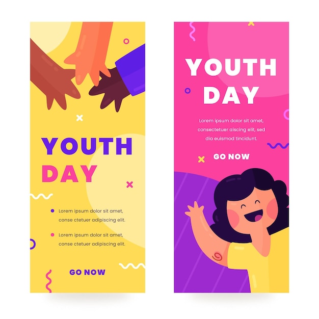 Conjunto de banners do dia internacional da juventude