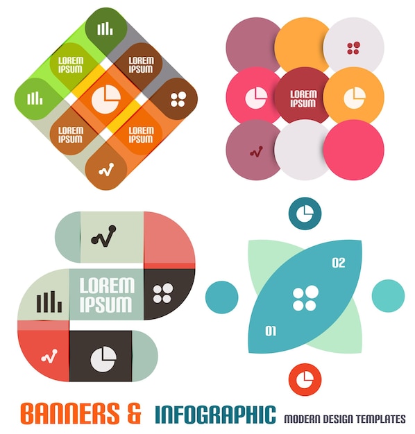 Conjunto de banners geométricos modernos e infográficos