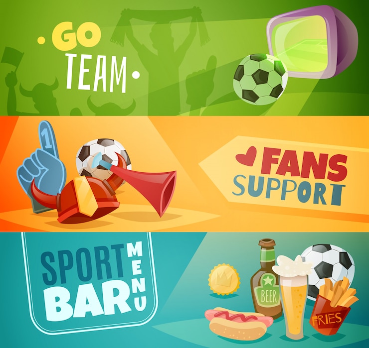 Vetor conjunto de banners horizontais de barra de esporte