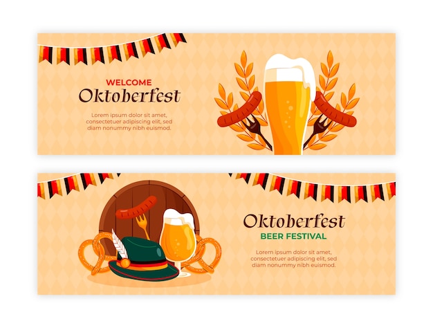 Conjunto de banners horizontais para oktoberfest