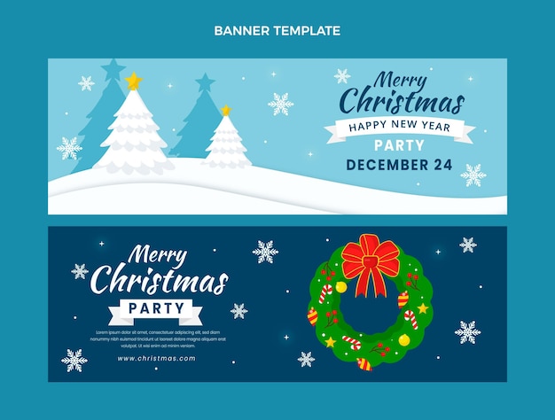 Vetor conjunto de banners horizontais planos de natal