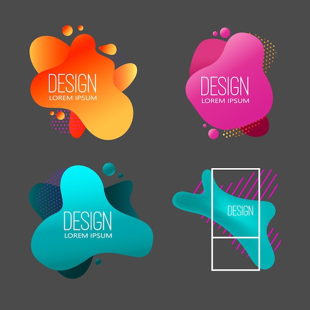 Conjunto de banners líquidos abstratos modernos elemento de design para logotipo de sinal de emblema de cartaz web ilustração vetorial