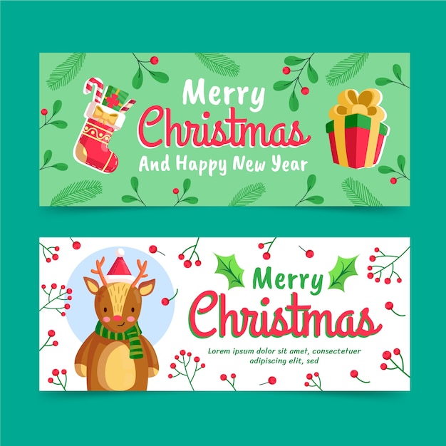 Conjunto de banners planas de natal