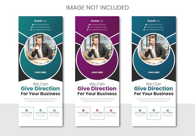 Conjunto de banners rolantes de conferências de negócios corporativas vetoriais ou modelo de banner pullup
