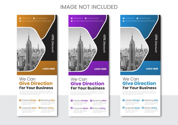 Conjunto de banners rolantes de conferências de negócios corporativas vetoriais ou modelo de banner pullup