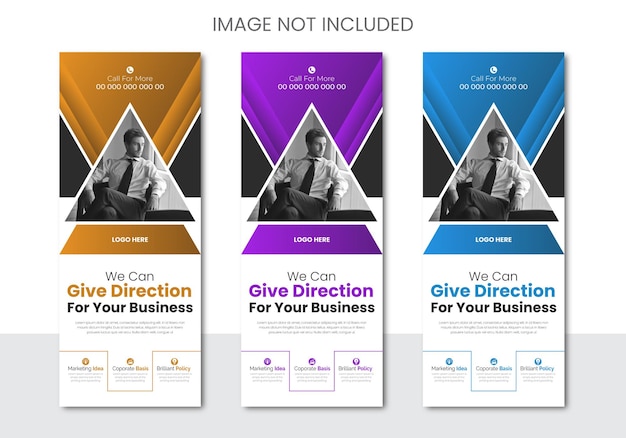 Conjunto de banners rolantes de conferências de negócios corporativas vetoriais ou modelo de banner pullup