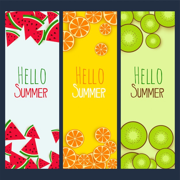 Conjunto de banners verticle frutas de verão