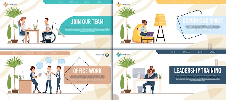 Vetor conjunto de banners web plana de serviços de negócios