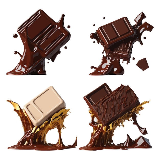 Conjunto de Barra de Chocolate 3D com Chocolate Splash