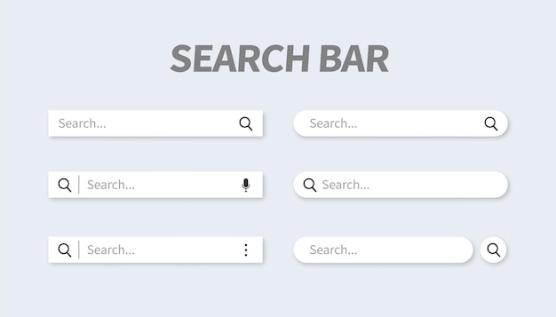 Conjunto de barra de pesquisa com sombra caindo elemento de conceito vetorial para software de aplicativo de design web e design de interface barra de pesquisa pronta para site