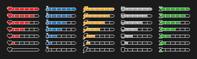 Conjunto de barras de progresso do jogo