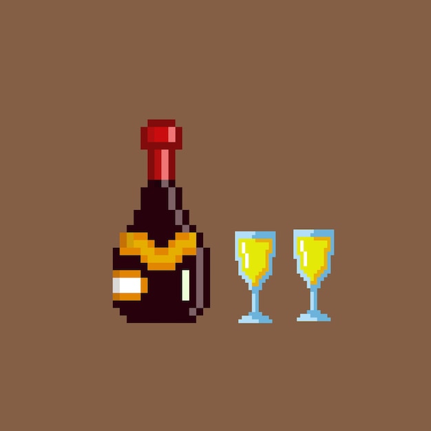 Conjunto de bebidas com estilo pixel art