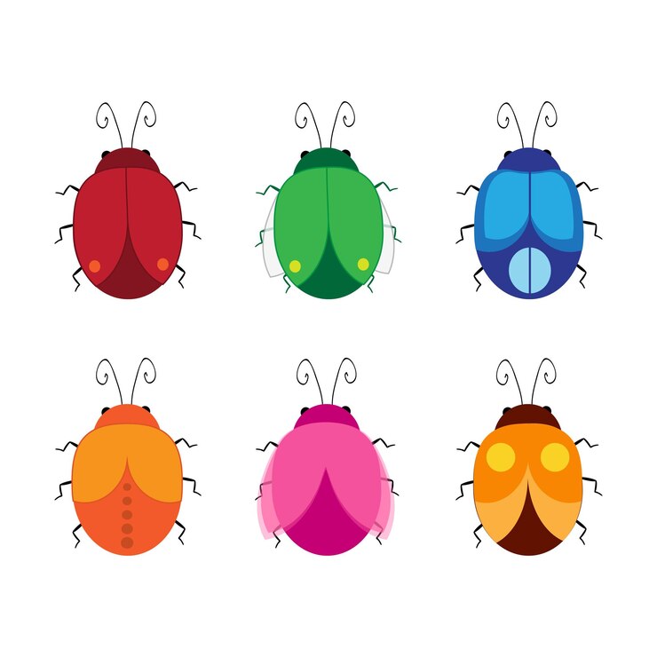 Vetor conjunto de besouros de desenho animado vector bugs fofos ilustração vetorial