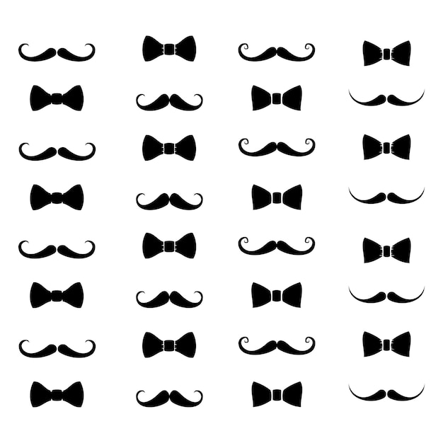 Conjunto de bigode e borboletas masculinas