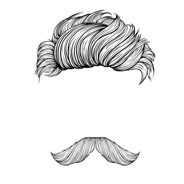 Conjunto de bigode e penteado