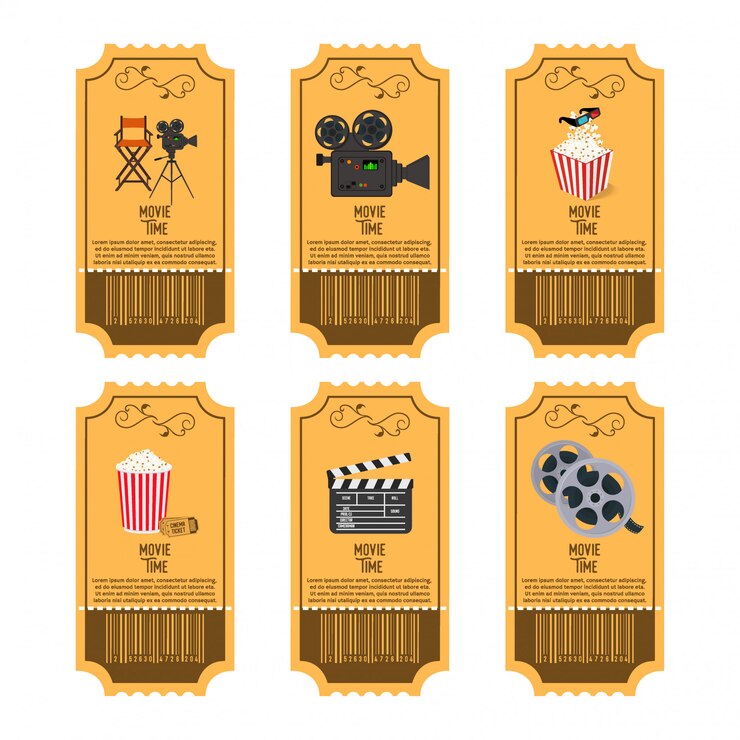 Conjunto de bilhetes de cinema