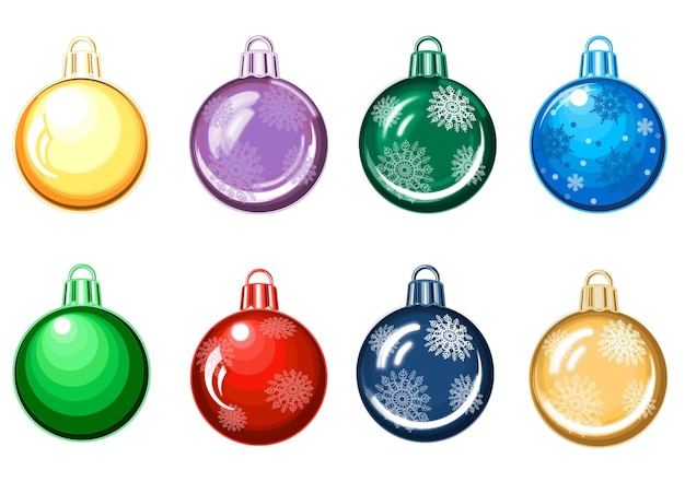 Vetor conjunto de bola de natal colorida. ilustração em vetor eps com fundo transparente.
