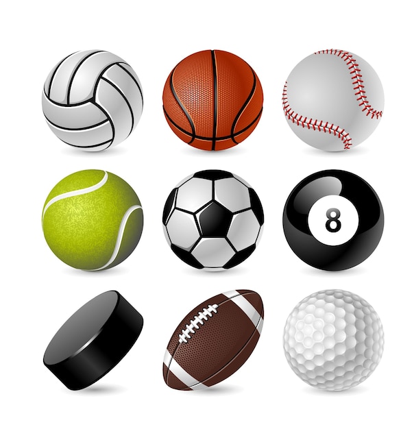 desenho animado esporte bolas, diferente Esportes jogos equipamento.  futebol, voleibol, golfe, futebol, beisebol, de bilhar, Grilo, rúgbi,  hóquei vetor conjunto 22967807 Vetor no Vecteezy