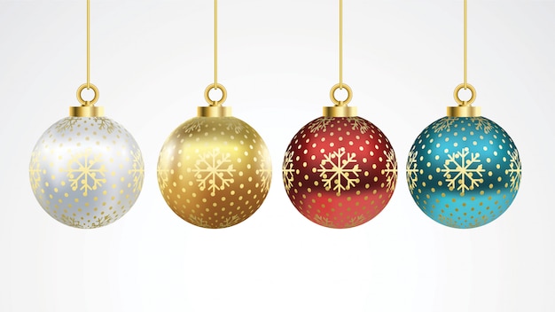 Conjunto de bolas de Natal coloridas de vetor com ornamentos