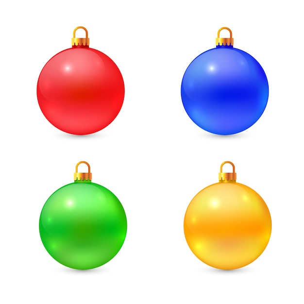 Conjunto de bolas de natal isoladas em cores diferentes