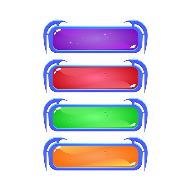 Vetor conjunto de botão fantasy jelly em várias cores para elementos de recursos de interface do usuário do jogo