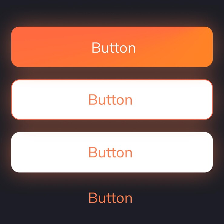 Vetor conjunto de botões primários e secundários de elementos de design da interface do usuário
