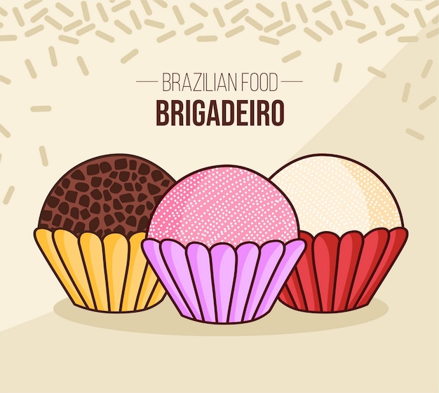 Vetor conjunto de brigadeiro brasil brasil comida brasileira de chocolate