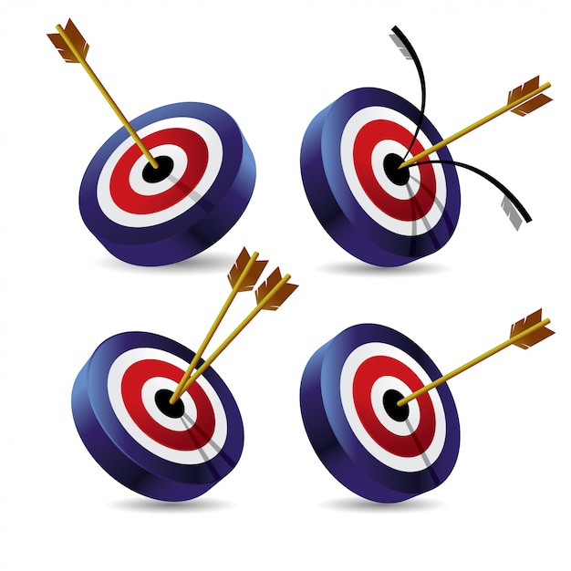 Conjunto de Bullseye 3d icon ilustração vetorial