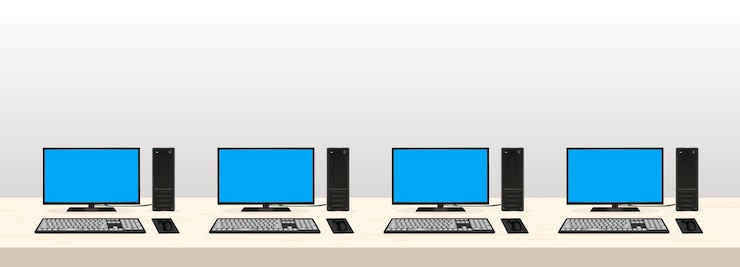 Vetor conjunto de café de computador desktop