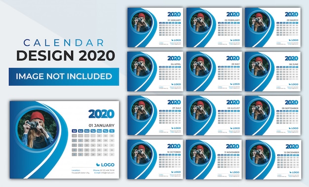 Vetor conjunto de calendário 2020