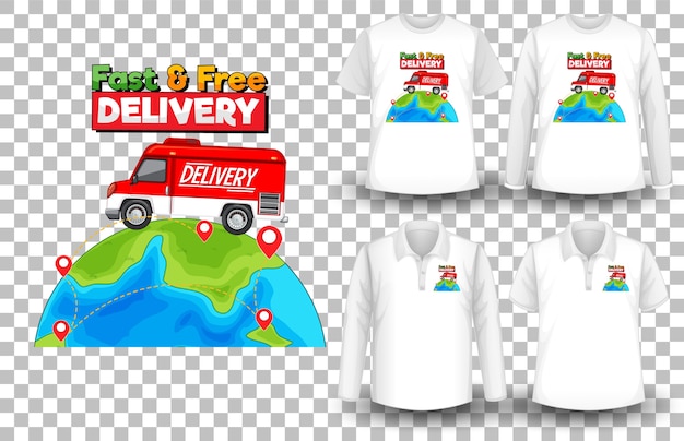 Conjunto de camisa de maquete com tema de entrega