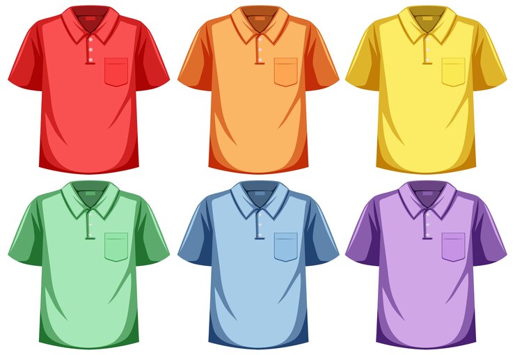 Vetor conjunto de camisa pólo de cor diferente