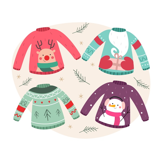 Conjunto de camisolas de Natal feio
