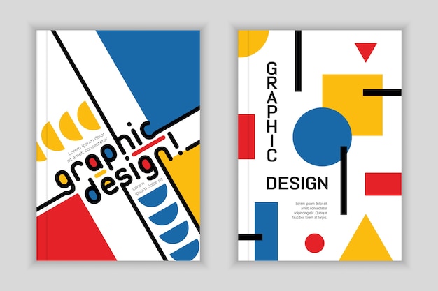 Conjunto de capa de design gráfico estilo bauhaus