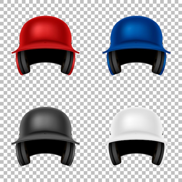 Conjunto de capacete de beisebol clássico de vetor realista. isolado. modelo de design em vista frontal. ilustração eps10.