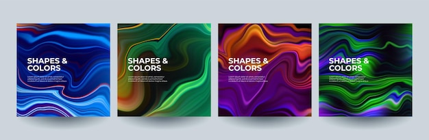 Conjunto de capas de brochura de cores fluidas. Ilustração vetorial.