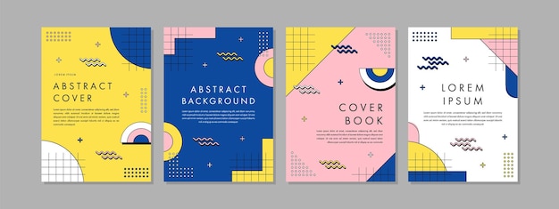 Conjunto de capas de design de negócios geométricos de memphis