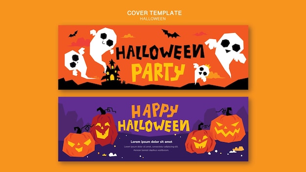 Conjunto de capas planas de Halloween desenhadas ?